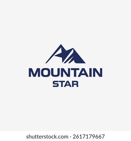 Mountain logo design combination with star template illustration