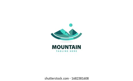 Mountain logo design combined with a half circle. vector