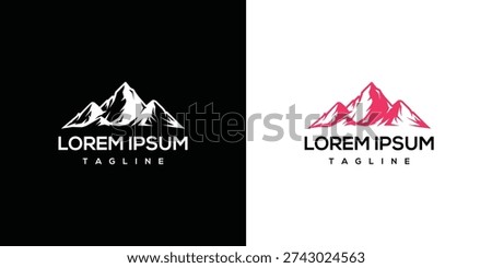 Mountain Logo Design Concept with Abstract Shapes and Simple Typography on Contrasting Backgrounds