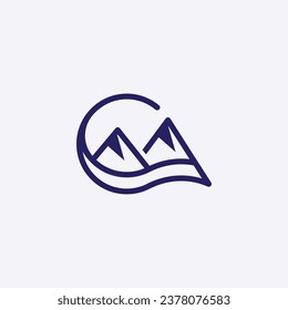 Diseño de logotipo de montaña | Logo creativo de montaña | Logotipo del último c con el logotipo de las montañas