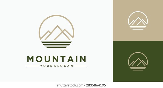 Mountain logo design elements with lines