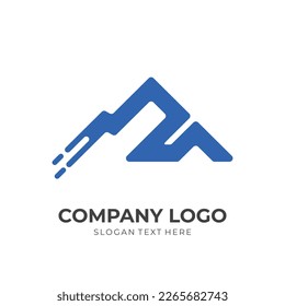 mountain logo design with flat blue color style