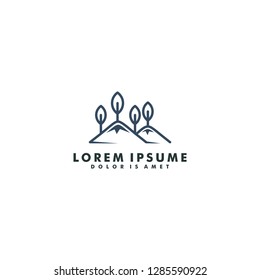 Mountain logo design, Forest icon vector