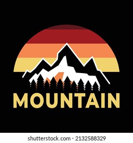 Mountain Logo Design. Good for outdoor adventure, hiking, and travel. Vector art illustration