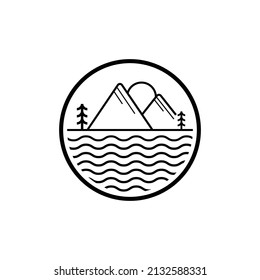 Mountain Logo Design. Good for outdoor adventure, hiking, and travel. Vector art illustration