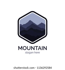 Mountain logo design icon template. Explore natural expedition vector illustration