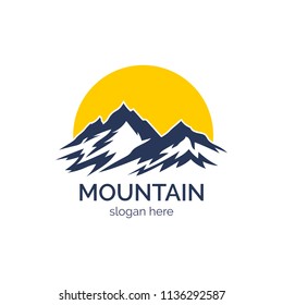 Mountain logo design icon template. Explore natural expedition vector illustration