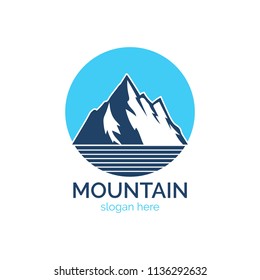 Mountain logo design icon template. Explore natural expedition vector illustration