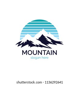 Mountain logo design icon template. Explore natural expedition vector illustration