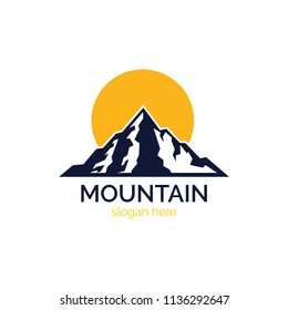 Mountain logo design icon template. Explore natural expedition vector illustration