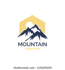 Mountain logo design icon template. Explore natural expedition vector illustration