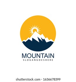 Mountain logo design icon template. Nature mountain expedition vector illustration