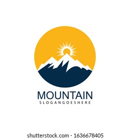 Mountain logo design icon template. Nature mountain expedition vector illustration