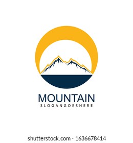 Mountain logo design icon template. Nature mountain expedition vector illustration