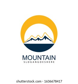 Mountain logo design icon template. Nature mountain expedition vector illustration