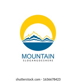 Mountain logo design icon template. Nature mountain expedition vector illustration