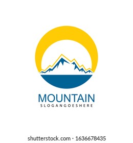 Mountain logo design icon template. Nature mountain expedition vector illustration