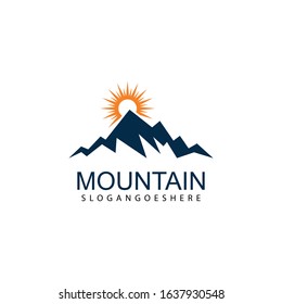 Mountain logo design icon template. Nature mountain expedition vector illustration