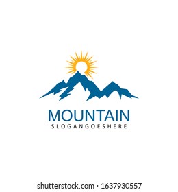 Mountain logo design icon template. Nature mountain expedition vector illustration