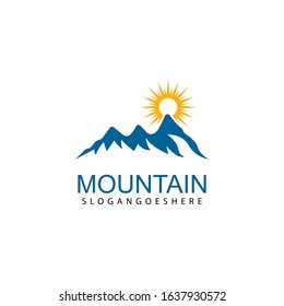 Mountain logo design icon template. Nature mountain expedition vector illustration