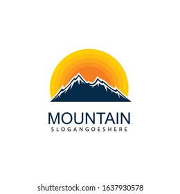 Mountain logo design icon template. Nature mountain expedition vector illustration