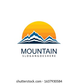 Mountain logo design icon template. Nature mountain expedition vector illustration