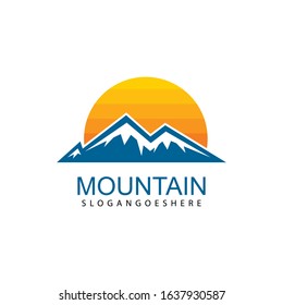Mountain logo design icon template. Nature mountain expedition vector illustration