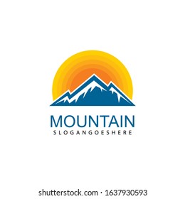 Mountain logo design icon template. Nature mountain expedition vector illustration