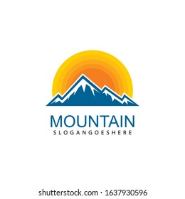 Mountain logo design icon template. Nature mountain expedition vector illustration