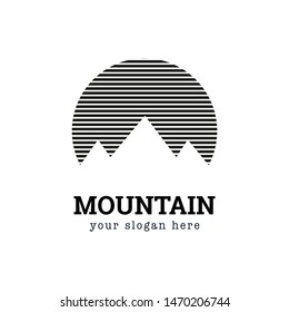 mountain logo design illustration , circle logo mountain design 