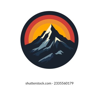 Mountain logo design. Illustration of color mountain for web design, mobeile app and business card. High quality mountain minimalistic logo. 