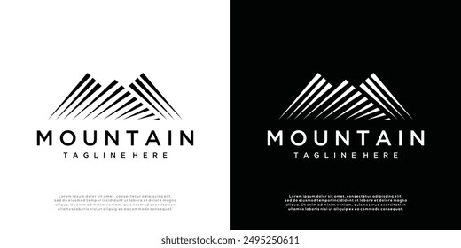 Mountain logo design illustration. mountain logo line art icon	