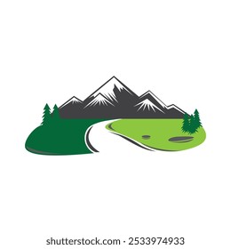 montanha logotipo projeto ilustração vetor paisagem rio