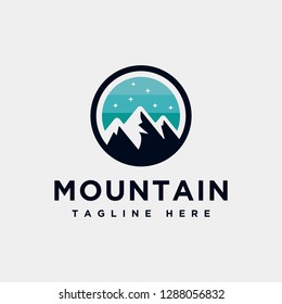 Mountain logo design inspiration, Mountain illustration, outdoor adventure . Vector graphic print for t shirt and other uses. - Vector