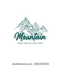 Mountain logo design inspiration, Mountain illustration, outdoor adventure . Vector graphic print for t shirt and other uses