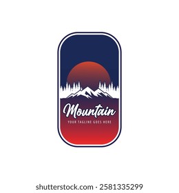 Mountain logo design inspiration, Mountain illustration, outdoor adventure . Vector graphic print for t shirt and other uses