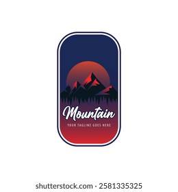 Mountain logo design inspiration, Mountain illustration, outdoor adventure . Vector graphic print for t shirt and other uses