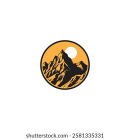 Mountain logo design inspiration, Mountain illustration, outdoor adventure . Vector graphic print for t shirt and other uses