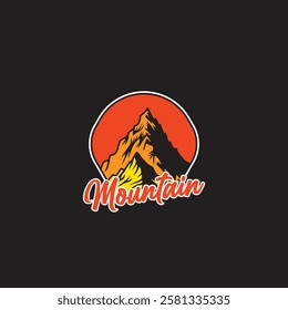 Mountain logo design inspiration, Mountain illustration, outdoor adventure . Vector graphic print for t shirt and other uses