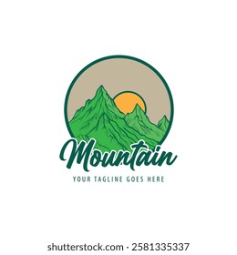 Mountain logo design inspiration, Mountain illustration, outdoor adventure . Vector graphic print for t shirt and other uses