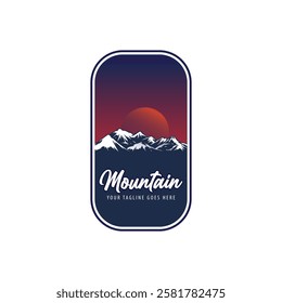 Mountain logo design inspiration, Mountain illustration, outdoor adventure . Vector graphic print for t shirt and other uses