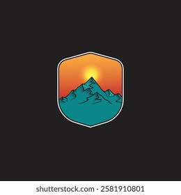 Mountain logo design inspiration, Mountain illustration, outdoor adventure . Vector graphic print for t shirt and other uses