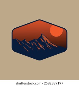 Mountain logo design inspiration, Mountain illustration, outdoor adventure . Vector graphic print for t shirt and other uses