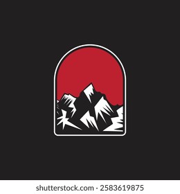 Mountain logo design inspiration, Mountain illustration, outdoor adventure . Vector graphic print for t shirt and other uses