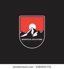 Mountain logo design inspiration, Mountain illustration, outdoor adventure . Vector graphic print for t shirt and other uses