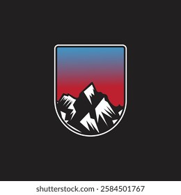 Mountain logo design inspiration, Mountain illustration, outdoor adventure . Vector graphic print for t shirt and other uses