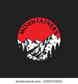 Mountain logo design inspiration, Mountain illustration, outdoor adventure . Vector graphic print for t shirt and other uses