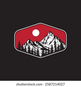 Mountain logo design inspiration, Mountain illustration, outdoor adventure . Vector graphic print for t shirt and other uses