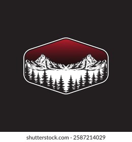 Mountain logo design inspiration, Mountain illustration, outdoor adventure . Vector graphic print for t shirt and other uses