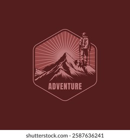 Mountain logo design inspiration, Mountain illustration, outdoor adventure . Vector graphic print for t shirt and other uses